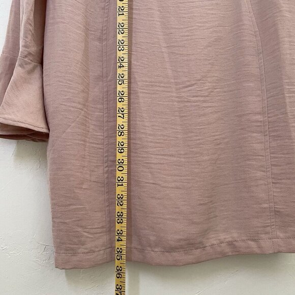 ASOS Mauve Pink Dress Open Slit Back Long Sleeve Demure High Neck Office Size 10 - Picture 4 of 10